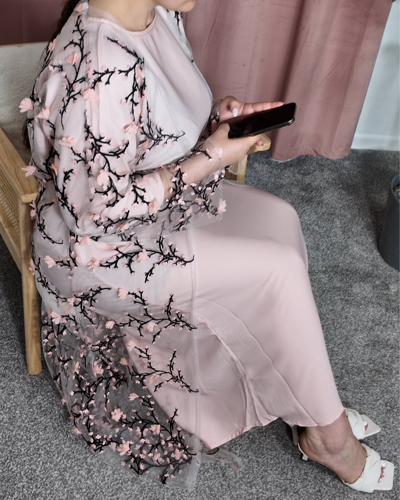 Blush Blossom abaya Set