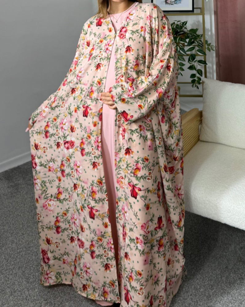 Amel rose print - Batwing abaya
