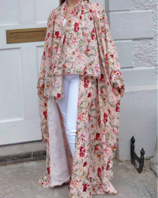 Amel rose print - Batwing abaya