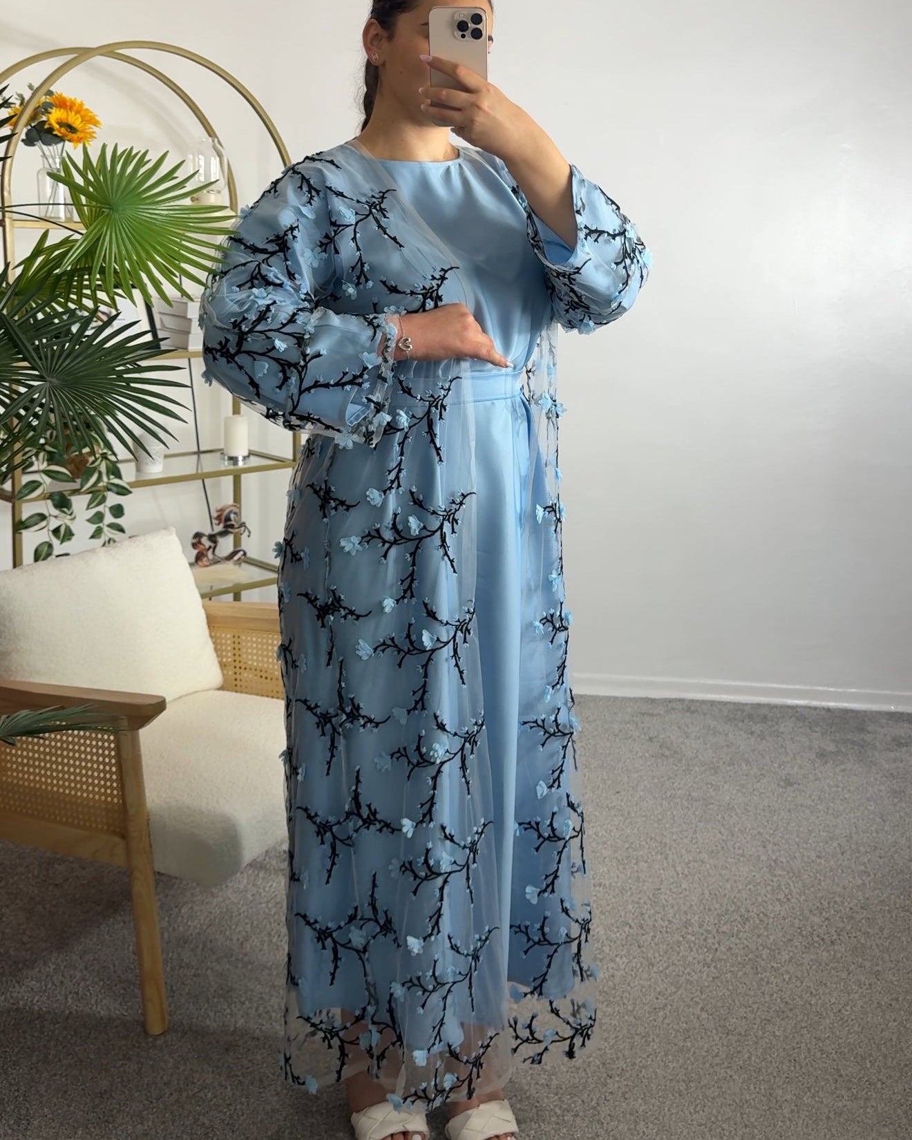 Sky Blossom abaya Set