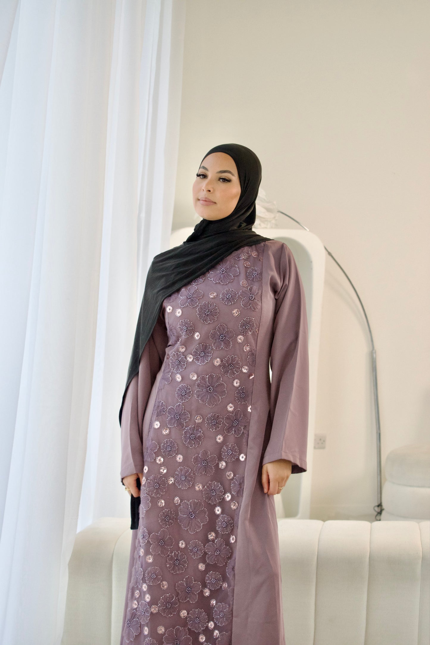 Layali Lace-Up Dress in Mauve