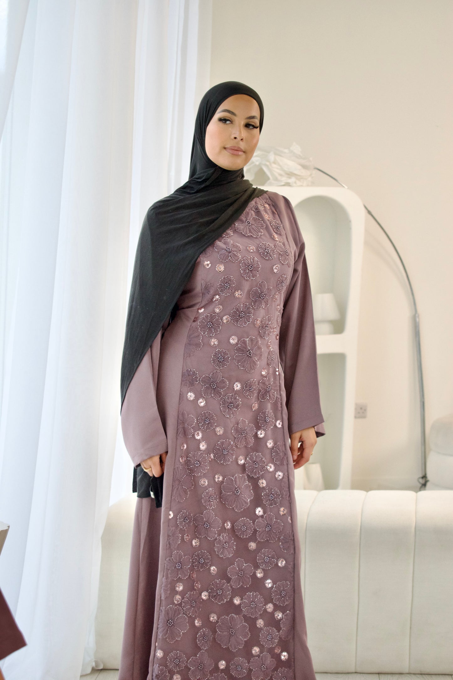 Layali Lace-Up Dress in Mauve