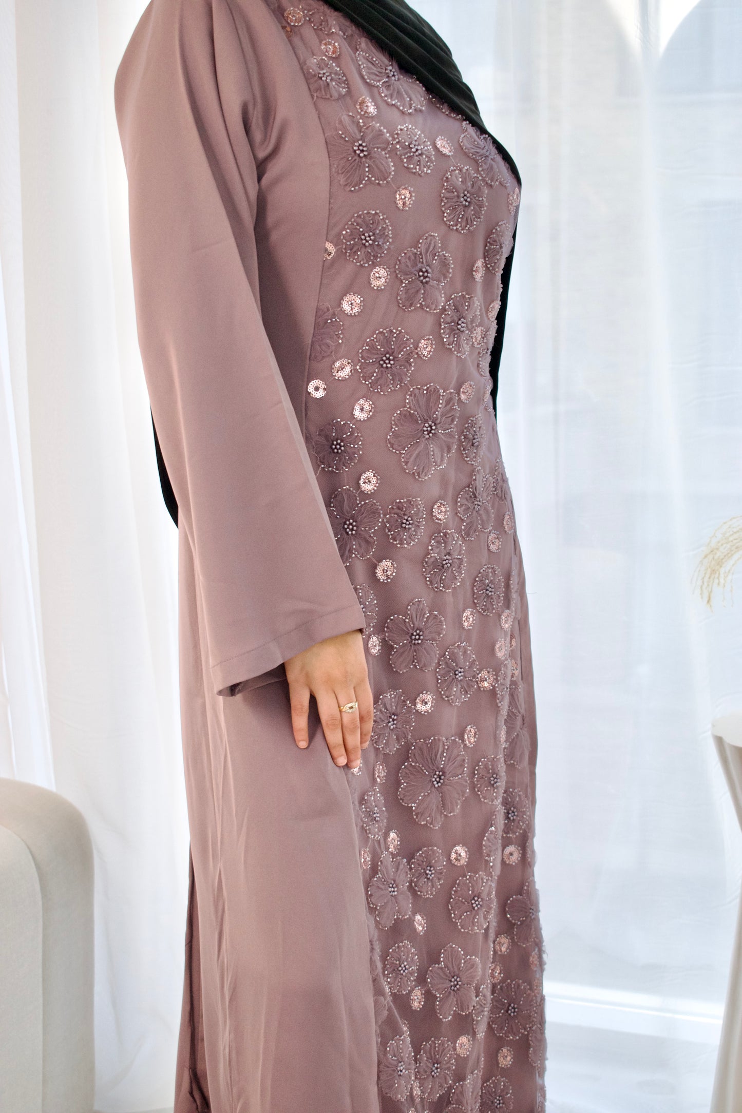 Layali Lace-Up Dress in Mauve