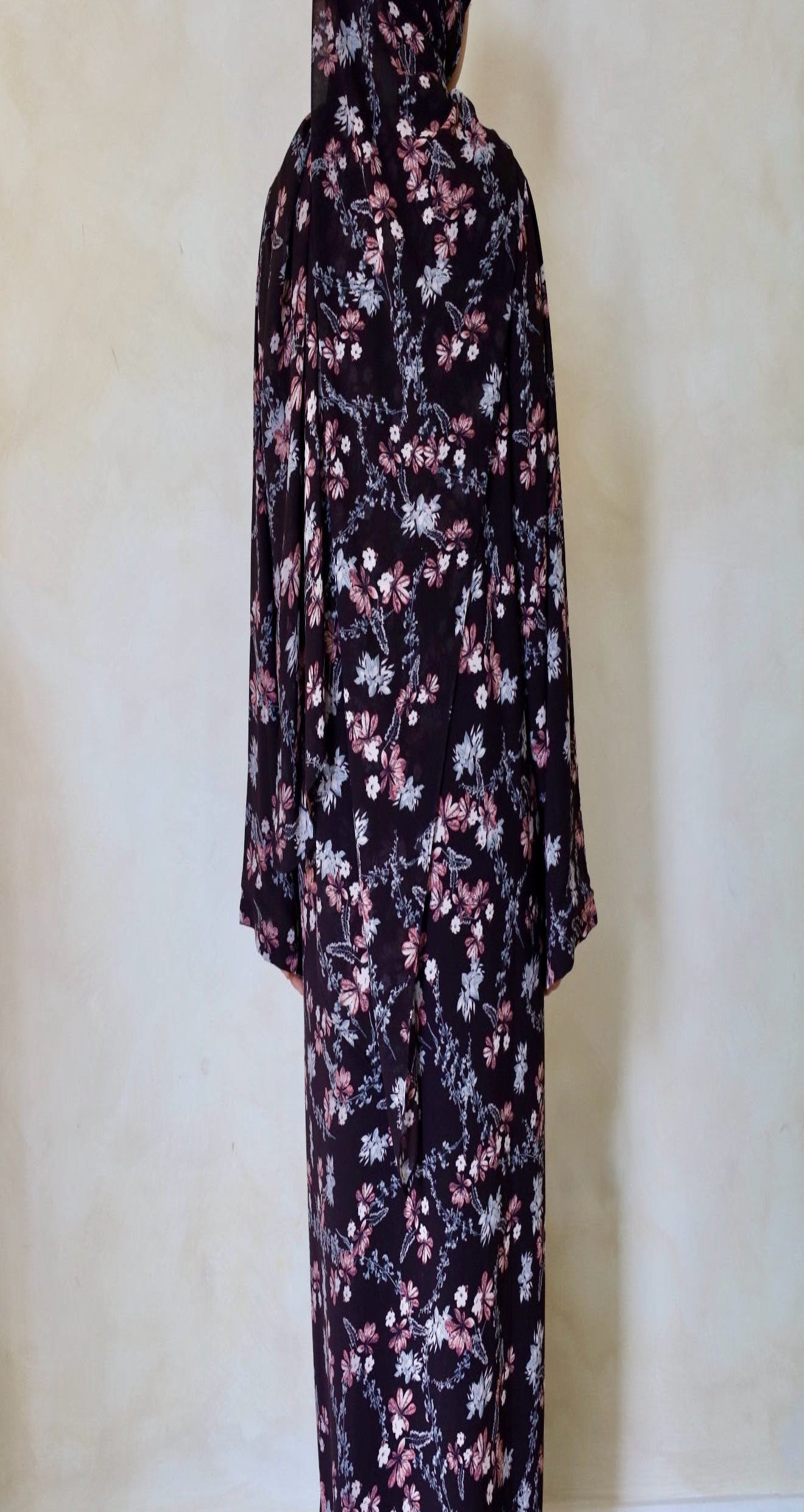 Sana - Floral Chiffon Tie - Abaya