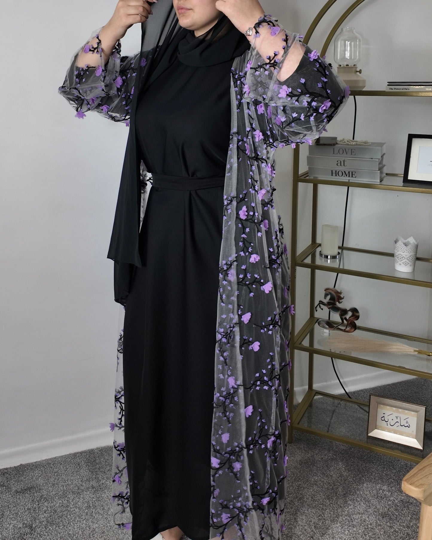 Midnight Blossom abaya Set