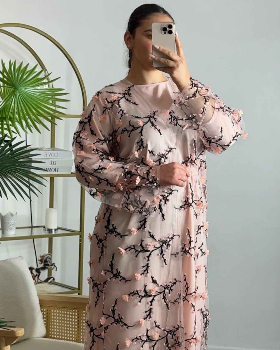 Blush Blossom abaya Set