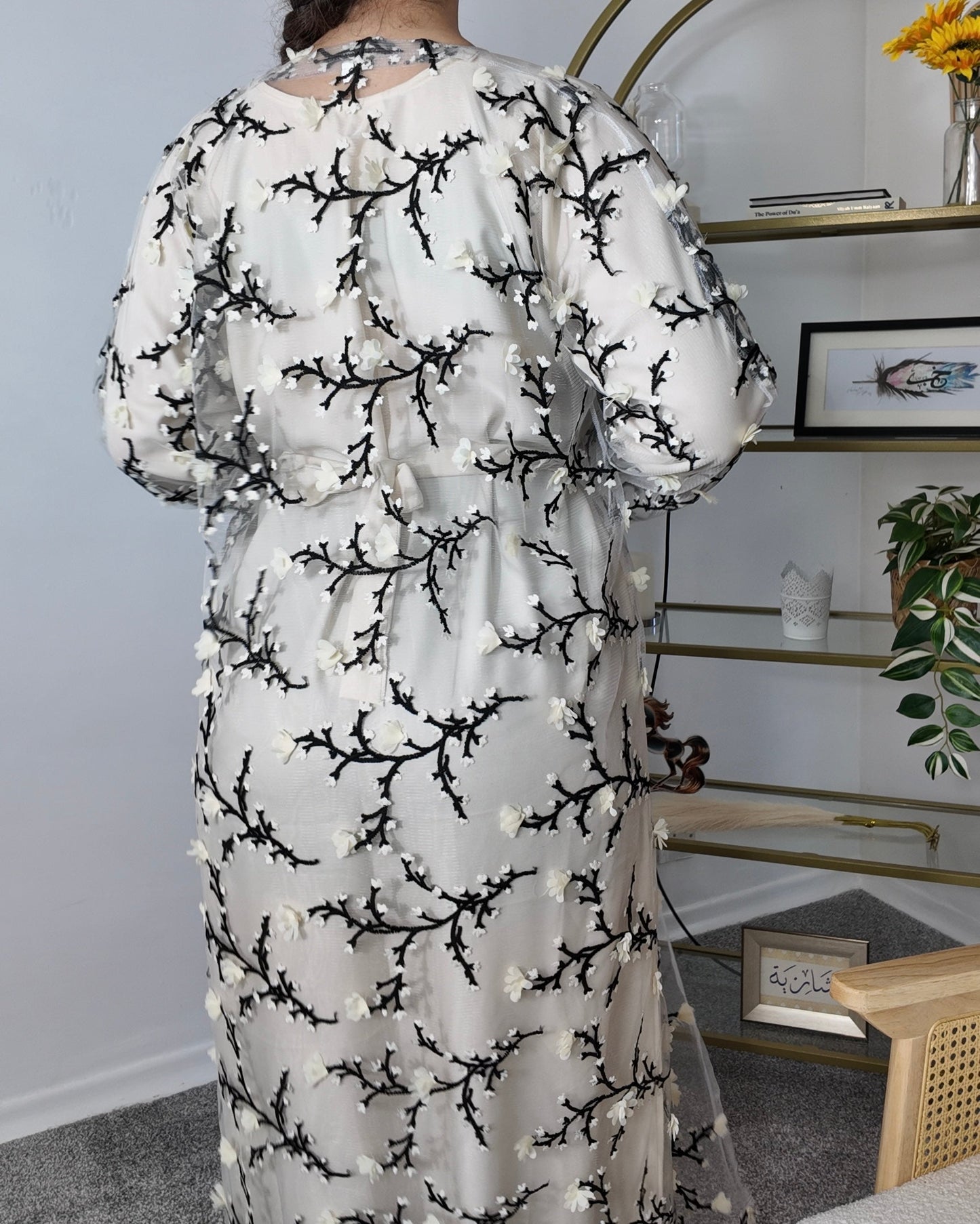 Ivory Blossom abaya Set