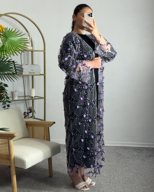 Midnight Blossom abaya Set