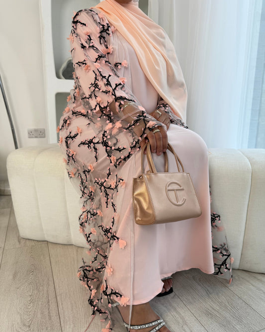 Blush Blossom abaya Set