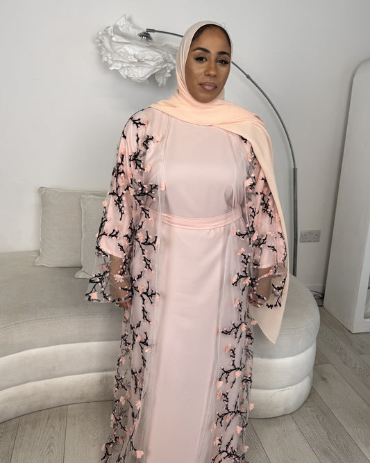 Blush Blossom abaya Set