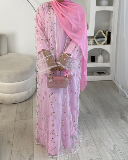Dusty Rose Blossom Abaya Set