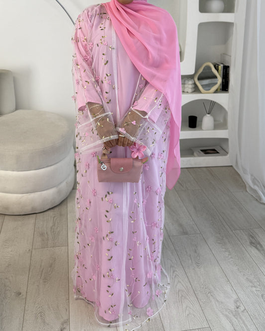 Dusty Rose Blossom Abaya Set