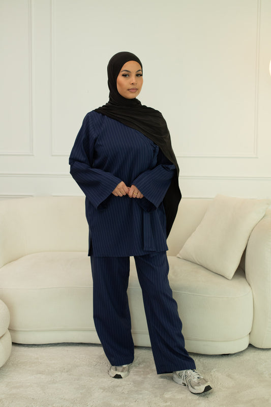 Midnight Pinstripe Suiting Co-Ord Set