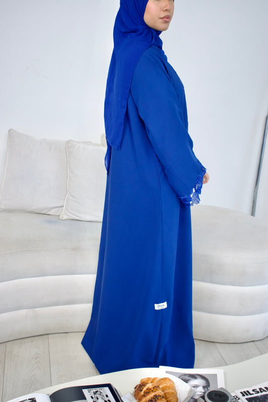 Layla Lace Abaya - Royal Blue