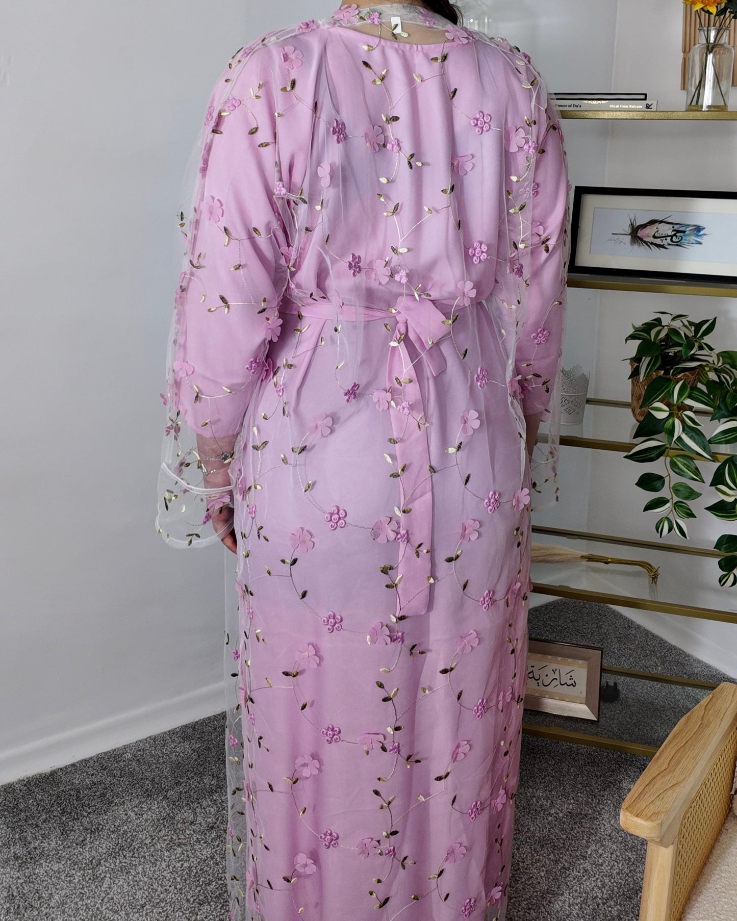 Dusty Rose Blossom Abaya Set