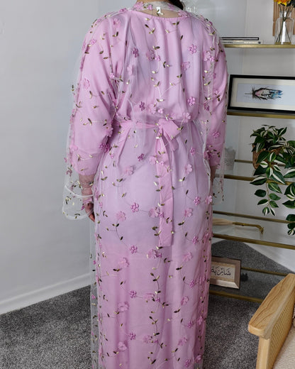 Dusty Rose Blossom Abaya Set