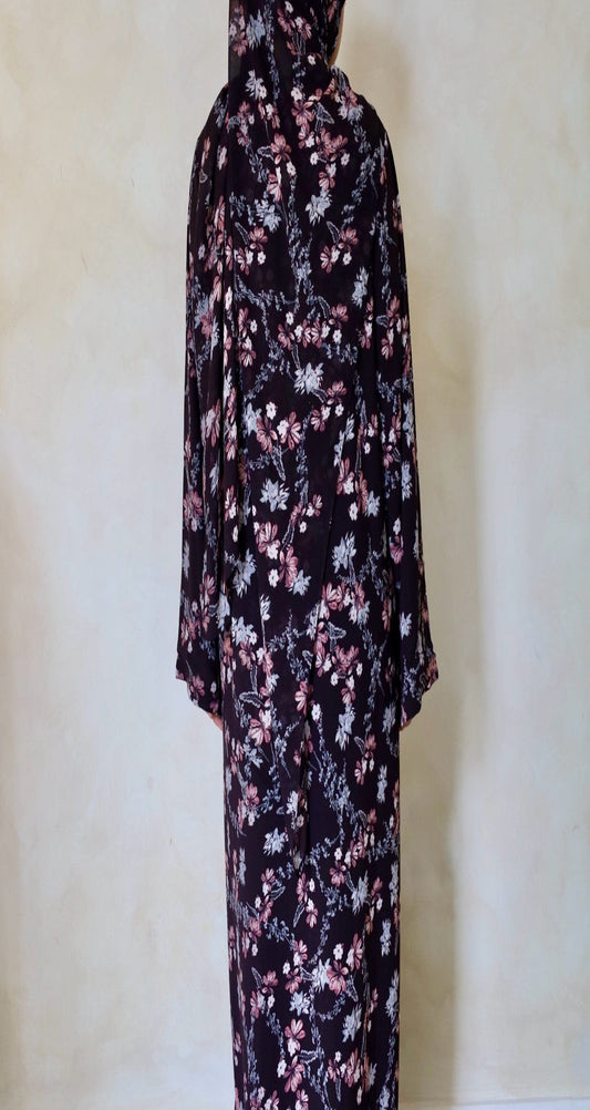 Sana - Floral Chiffon Tie - Abaya