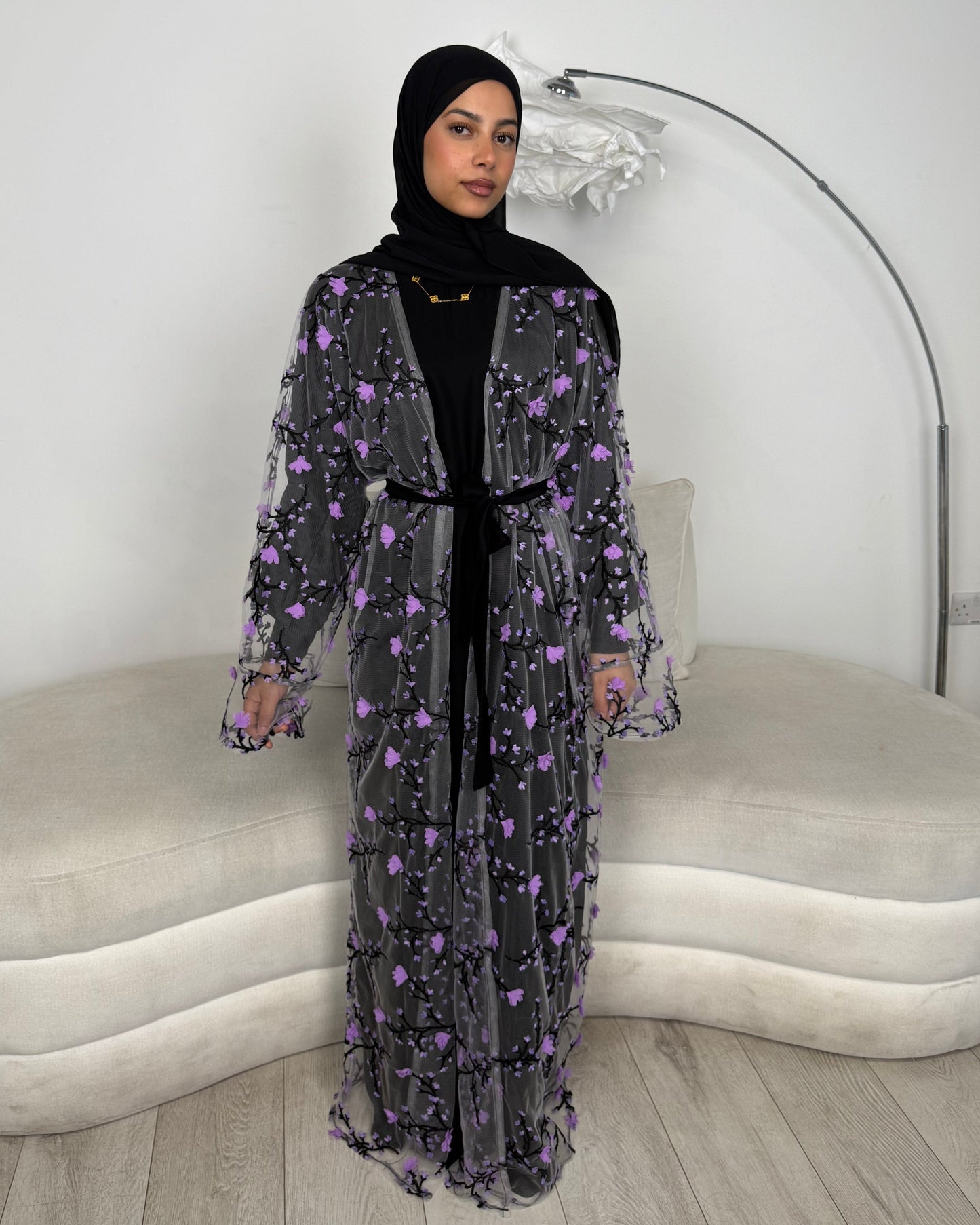Midnight Blossom abaya Set