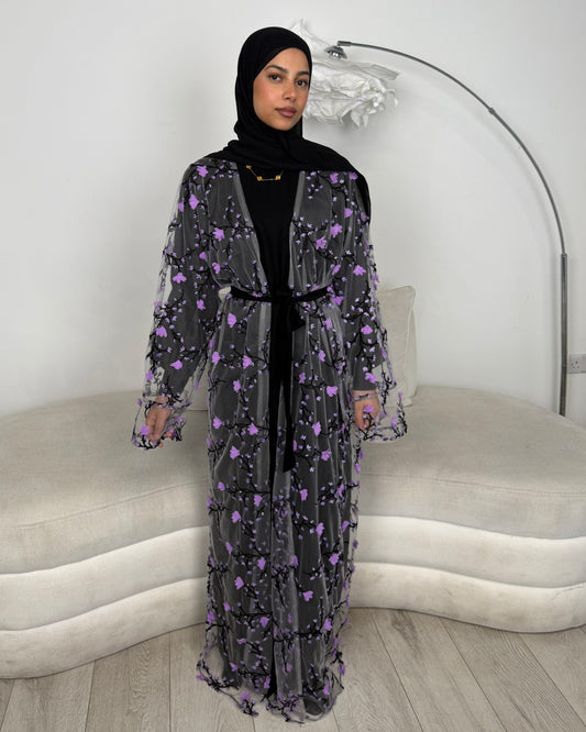 Midnight Blossom abaya Set